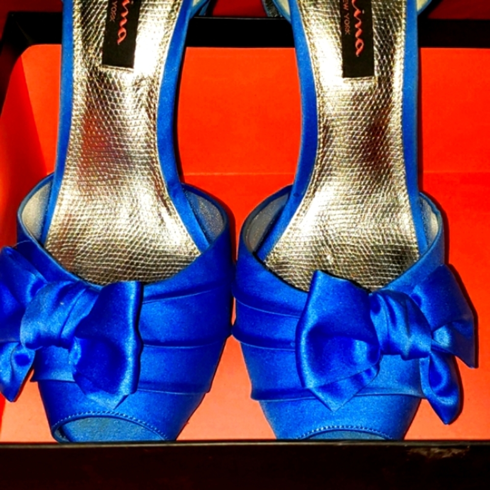Satin blue shoes